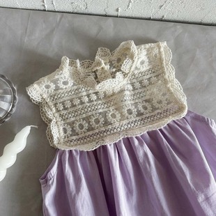 Baby Sweet Sleeveless Lace Wrap Fart Clothes Newborn Girl Baby Full Moon Clothes Summer Thin one-piece Climbing Suit