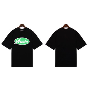 [260g] am peace dove flow paint graffiti letters starry sky classic logo printing short sleeve couple t-shirt