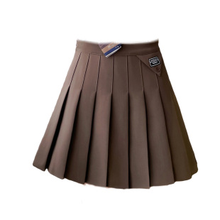 Real Shot of Xia Xin British Preppy Style Fresh and Age-Reducing High-Waisted Pleated Skirt for Small People Black Card Color Chenille
