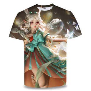 2024 New Teenager King Glory Short Sleeve 3D Printed Men's Summer T-Shirt Primary and Secondary School Students Children's Top
