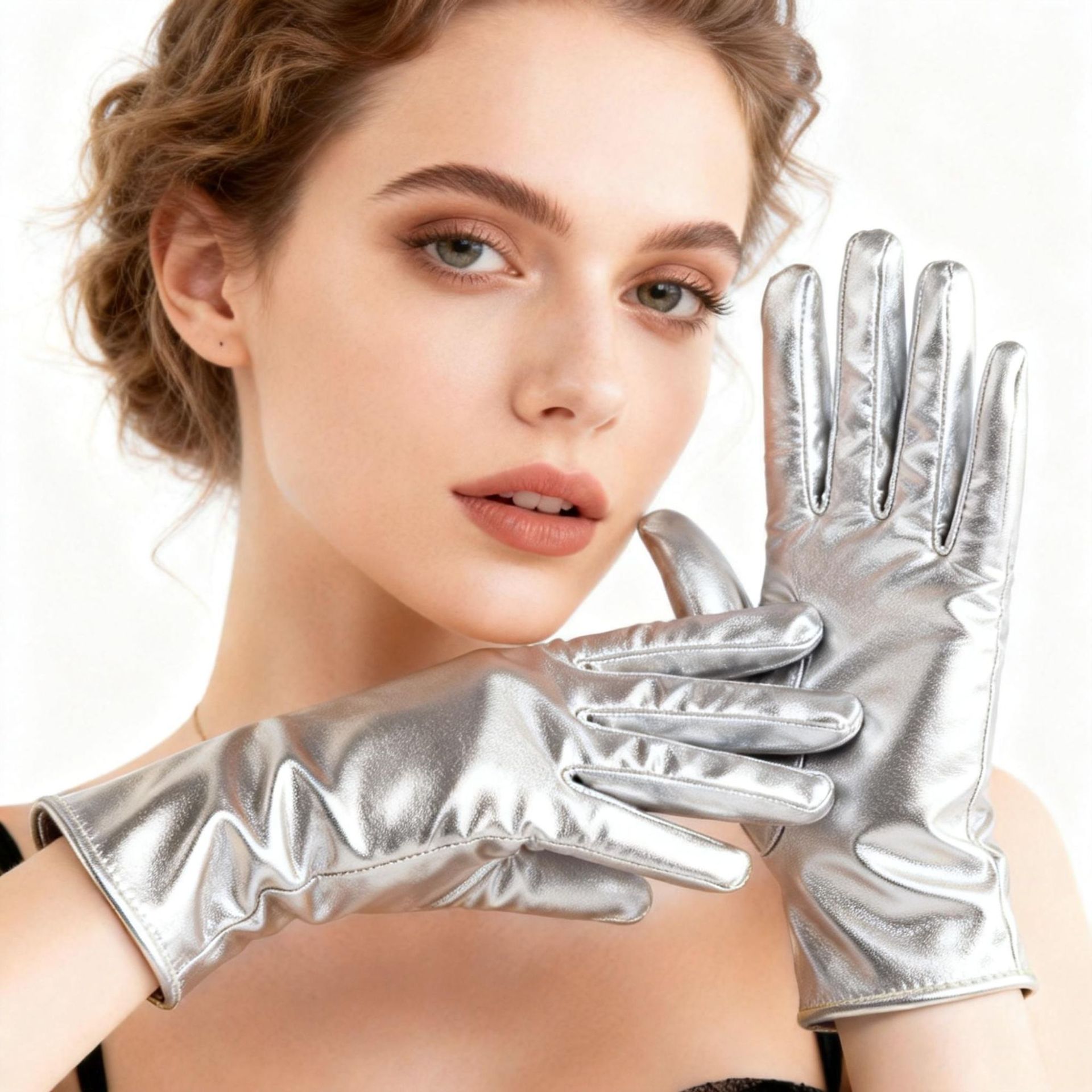 Cross-Border Short Patent Leather Cosplay Gloves, Punk Performance Gloves, Nightclub Dance Performance Costume Gloves Wholesale
