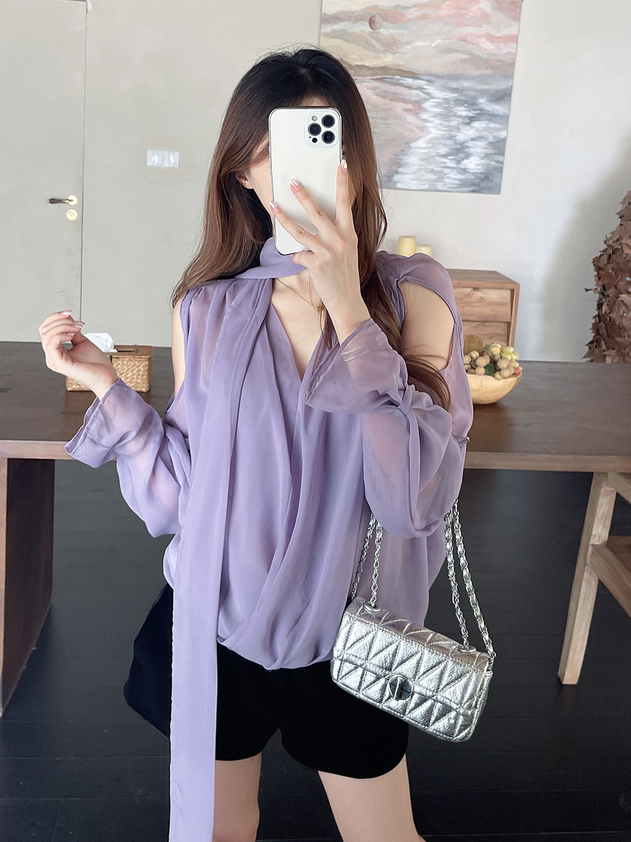 Zhongyi Violet V-Neck Loose Sleeveless Top Women's Temperament Thin Sleeveless Off-Shoulder Top Small Suspender Suit