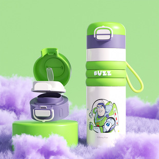 Buz Lightyear Children's Straw Thermos Cup for Girls and Boys Primary School Students Special Portable Double Drinking Cup Cartoon