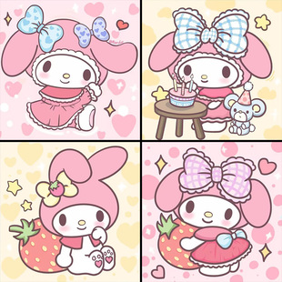 30*30DIY diamond painting strawberry bear kulomi children's cartoon animation handmade decorative brick painting with frame wholesale
