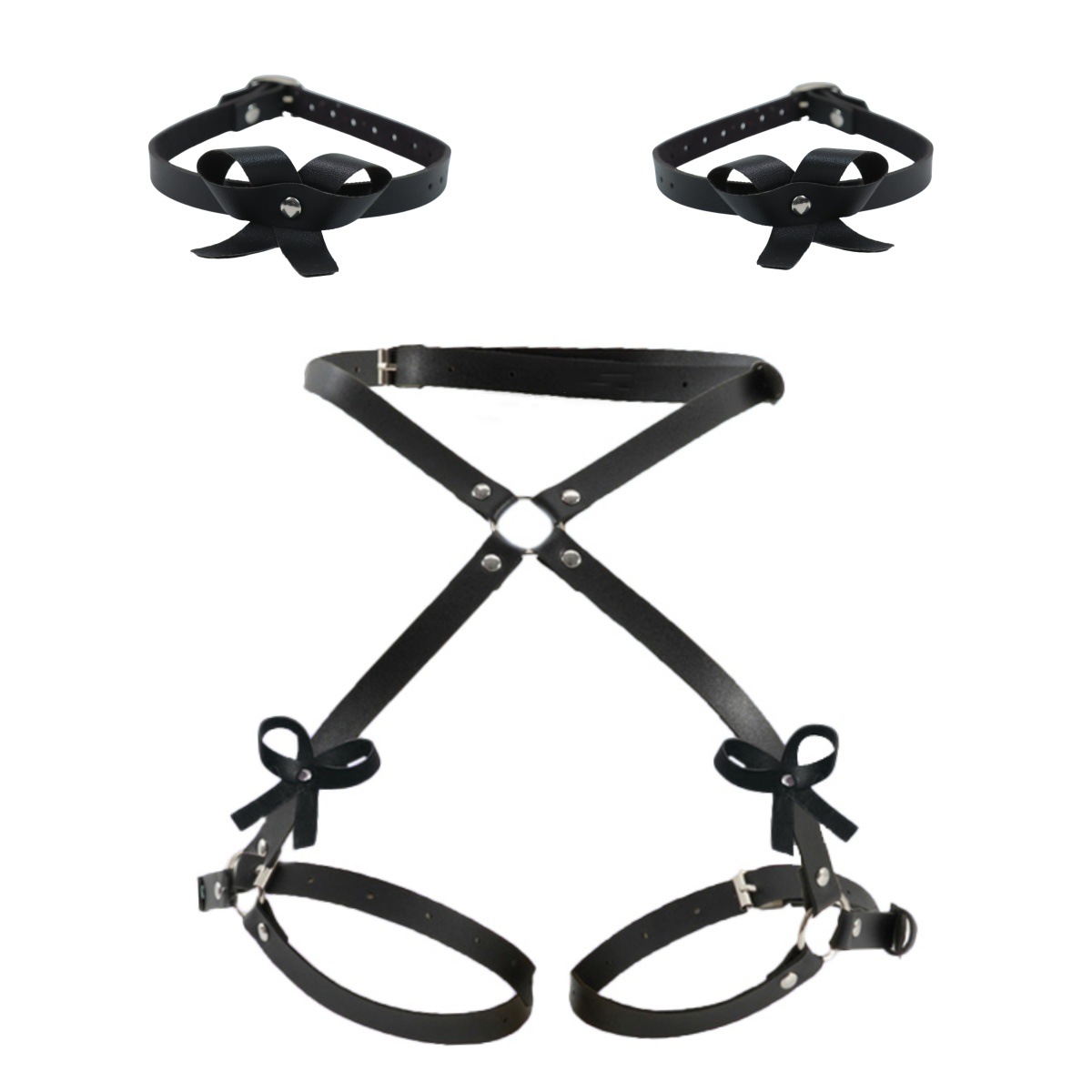 Women's Sm Wear Hip Cuffs Leather One-Piece Pants Flirting Passion Sex Props Bondage Handcuffs Belt Ready Stock