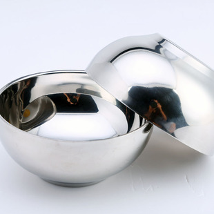 Factory direct supply stainless steel thickened double-layer insulation bowl 304 platinum bowl light bowl Lily Bowl school canteen bowl
