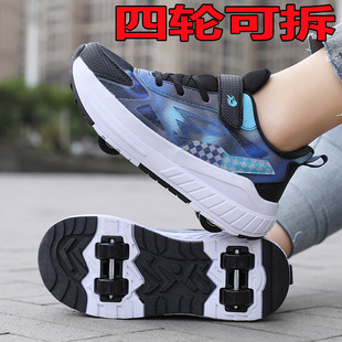 Cross-border source factory four-wheel heelloo shoes automatic contraction children's roller skating two-wheel boys and girls skates