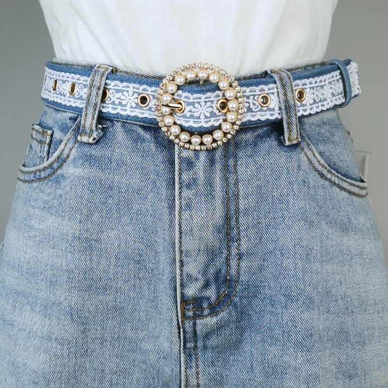 2026 New Lace Belt Denim Belt Trendy High-End Niche Versatile Durable Hollow-Out Women's Belt