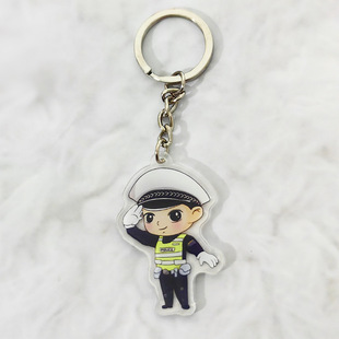 Firefighter Police Traffic Police Acrylic Keychain Cartoon Anti-Fraud Anti-Terrorism Festival Advertising Campaign Small Gifts