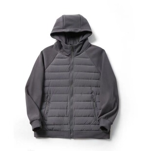 Winter New Fashionable Lightweight Cotton-padded Clothes Men's Loose All-match Casual Hooded Solid Color Stitching Couple's Jacket