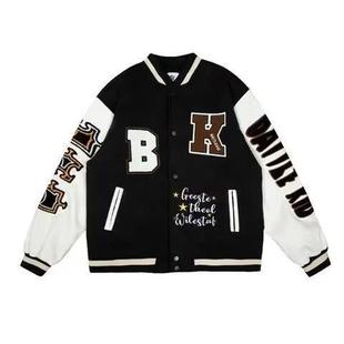 2023 American Fashion Vintage Letter Embroidered Printed Baseball Jacket Cotton-padded Women's Loose Spring and Autumn Handsome Jacket