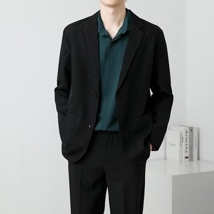 Spring and Autumn thin black small suit jacket men's business long-sleeved suit youth single-breasted trendy Western top