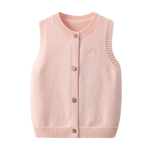 Children's knitted vest autumn and winter 2024 new boys and girls western style cardigan embroidered children's baby cotton vest