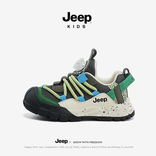 Детская обувь Jeep 2024 весна, Новые повседневные кроссовки с мягким дном и вращающимися пуговицами, износостойкие Нескользящие кроссовки для мальчиков