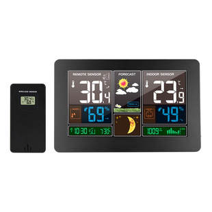 Amazon Products Color Screen Weather Clock 3378 Weather Forecast Clock Radio Indoor and Outdoor Temperature and Humidity LCD Electronic Clock