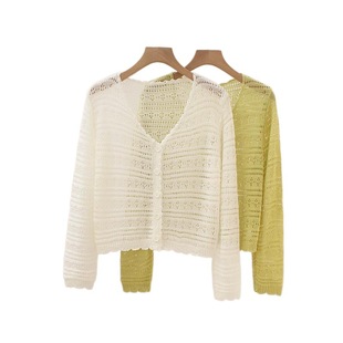 Summer New Sunscreen Outer Wear Women's Spring and Autumn All-match Top Other/Polyester (Polyester Fiber) Knitted Air Conditioning