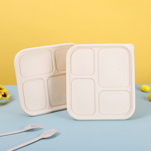 Disposable Lunch Box Four-grid Corn Starch Environmentally Friendly Fast Food Chinese Lunch Box Take-out Packing Box