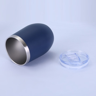 Cross-border mini portable egg cup simple 304 stainless steel double-layer thermos cup U-shaped swig12oz egg shell cup