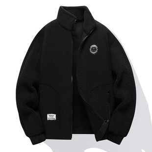 Extra Large Size Men's Fleece Jacket Autumn and Winter Collar Jacket Chubby Thickened Particles Fleece Jacket Young and Middle-aged