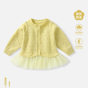 Baby Coat Spring 2025 New Baby Girl Knitted Sweater Cardigan Sweater Top Girls' Spring and Autumn Outgoing Clothes