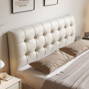 Italian suspension bed minimalist real leather bed master bedroom wedding bed cream style modern simple small apartment light luxury double bed