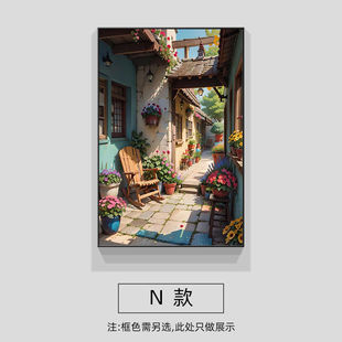 Old Street Landscape Bedroom Decorative Painting Bedside Pendulum Painting Healing Department Advanced Sense Hanging Painting Warm Restaurant Background Wall Mural