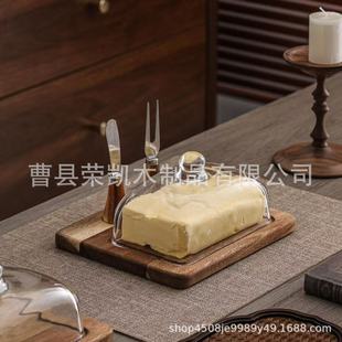 Chinese Solid Wood Butter Plate Birthday Dessert Tray Wooden Cake Plate Fruit Snack Plate Wooden Bread Plate