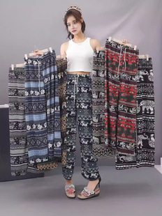 Spring and Autumn Summer Foreign Trade Wide Leg Pants Women's Beach Printed Pants Loose High Waist Casual Pants Cross-border Explosions Elephant Pants
