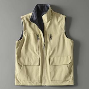 Customized Reversible Outdoor Functional Windproof and Water-Repellent Lining Polar Fleece Versatile Casual Vest for Men