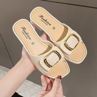 New Slippers Women's All-match Fashionable Summer Outer Wear Sandals Non-slip Hot Style Korean Style Wear-resistant Thick Bottom Soft Bottom