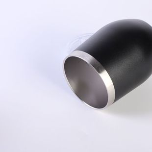 Cross-border direct supply 12oz egg cup double-layer 304 stainless steel vacuum belly cup red wine cup with spoon brush wholesale