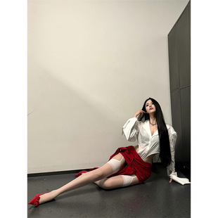 Wengfeng Spice Girl Irregular Design Siberian Long Sleeve Shirt Summer New High Waist Hip Skirt suit Women