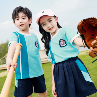 Primary School Students' School Uniform Summer Wear Sportswear Children's Class Clothes Summer Short-sleeved suit Graduation Photo Clothing Kindergarten Garden Clothes