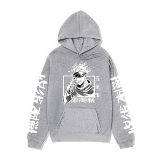 2021 cross-border Men's daily incantation back to war printed sweater anime Five-strip Street tide Harajuku hoodie with velvet