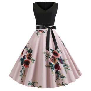 2023 Summer hot sale New sleeveless musical note polka dot flower series 3D printing large swing dress