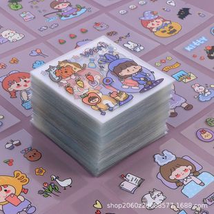 Factory wholesale do not repeat hand account stickers cute girl cartoon cute decorative waterproof notebook material stickers
