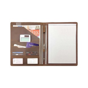 Multi-functional business office sales manager talks about single-clip notebook retro leather A4 folder meeting minutes