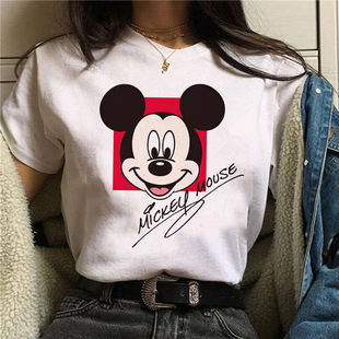 Women's Kawaiidis YIK Mickey Print T-Shirt Women Fashion Minnie Mouse T-Shirt Street Clothing