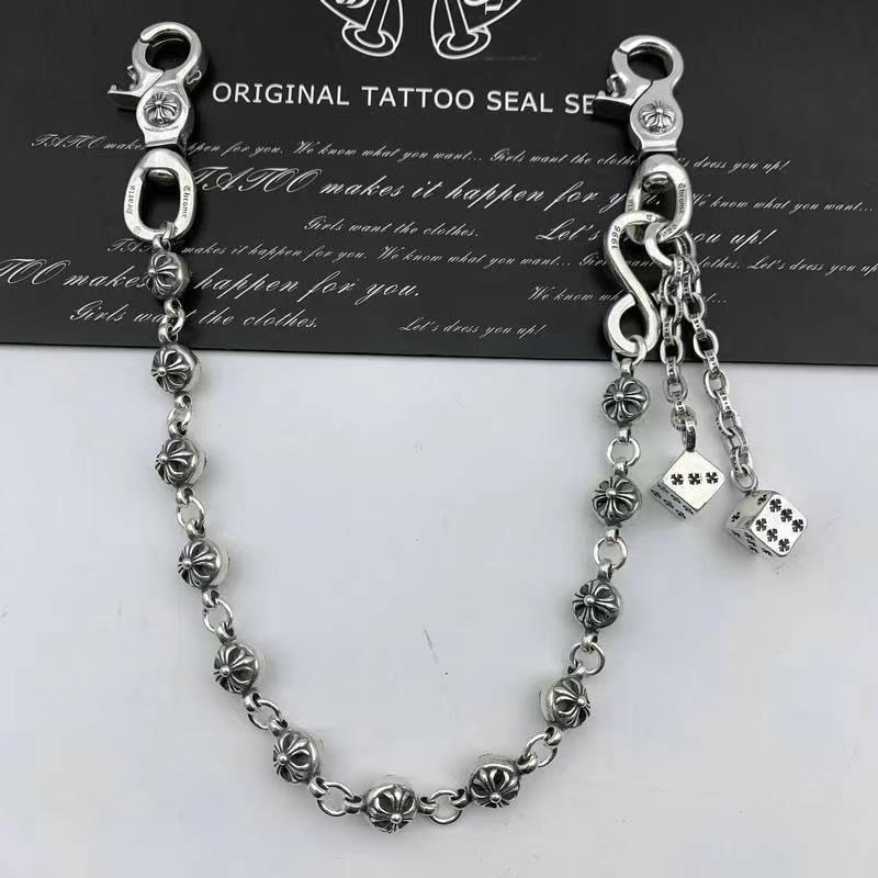 Vintage European and American Style Dice Pendant Bag Chain with Cross Flower Ball Buckle, Thick Chain
