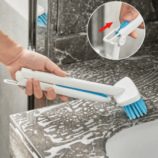 KM Long Handle Foldable Hard Hair Floor Brush Bathroom Wall Tile Bathtub Cleaning Floor Brush Artifact Wall Wash Brush
