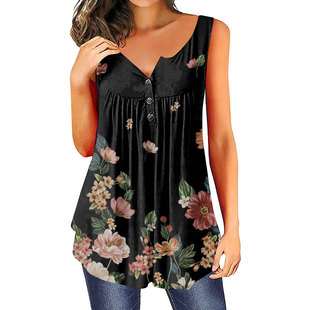 2023 foreign trade T-shirt cross-border manufacturers supply Europe and the United States loose cross-border 3D sleeveless T-shirt vest women's printing MJ