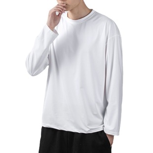 Spring and Autumn long-sleeved color T-shirt loose men's T-shirt round neck top clothes fat plus size all-match bottoming shirt handsome