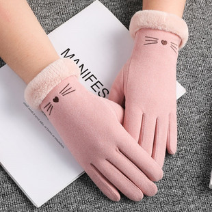 Gloves women's winter touch screen de velvet self-heating antifreeze fleece-lined warm cute students cycling driving thick cold