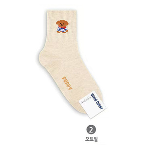 Cartoon dog women socks South Korea socks mid-waist spring and summer socks vivo sweet cute cotton socks mid-tube socks academic style