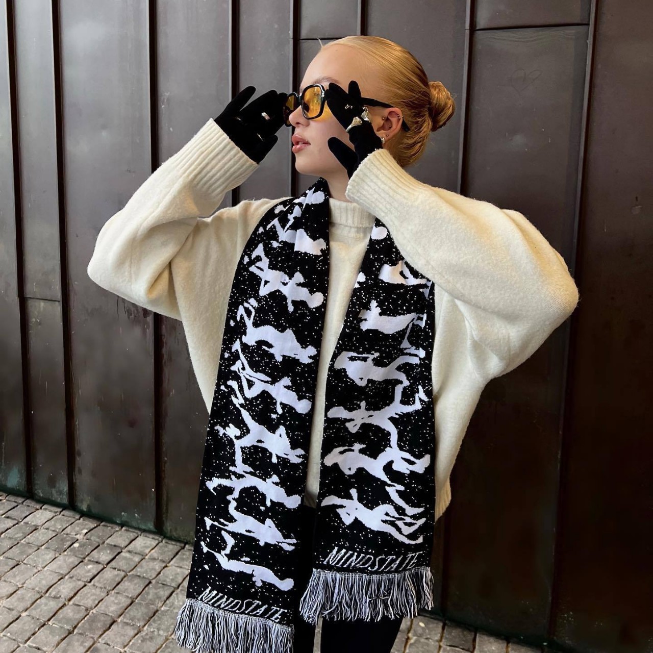 Autumn and Winter Knitted Scarf Unisex Warm Loose Dark Gothic Scarf Cross-border Independent Station Gothic