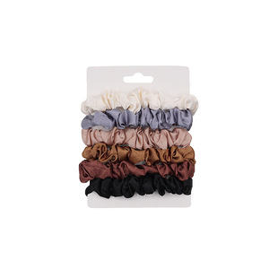 South Korea Amazon hair band 6 pieces artificial silk satin French retro durable large intestine hair band female fabric hair rope
