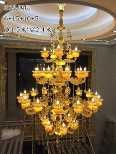 High-end Natural Huanglong Jade Duplex Villa Large Chandelier Luxury Living Room Crystal Light Hollow Stair Lighting European New