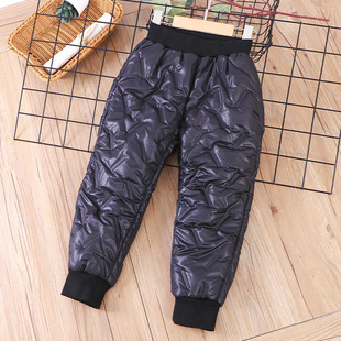 School uniform artifact autumn and winter children's cotton pants windproof warm warm cold three-layer thick boys and girls warm pants spot