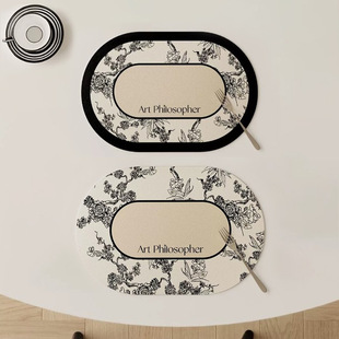 New Chinese Style Placemat Ritual High-grade Absorbent Non-slip Dustproof Coaster Wash-free Erasable Heat Insulated Dinner Plate Dish Mat