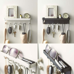 Professional Japanese and Korean export magnet six-row hook wall rack non-perforated super magnetic clothes hat porch rack